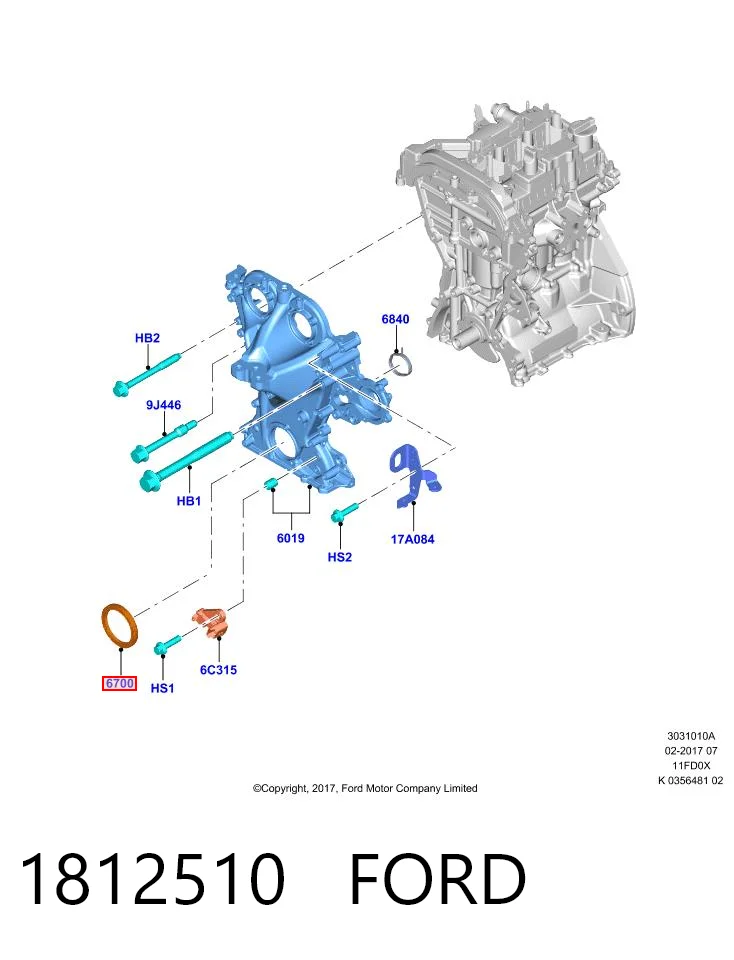 1812510 Ford Uszczelniacz wału korbowego przedni