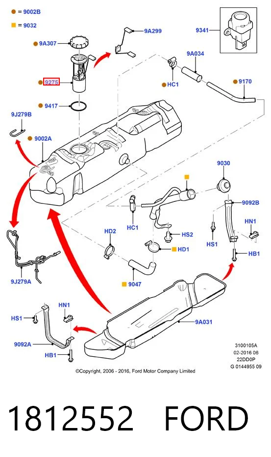 1812552 Ford Moduł pompy paliwowej z czujnikiem poziomu paliwa
