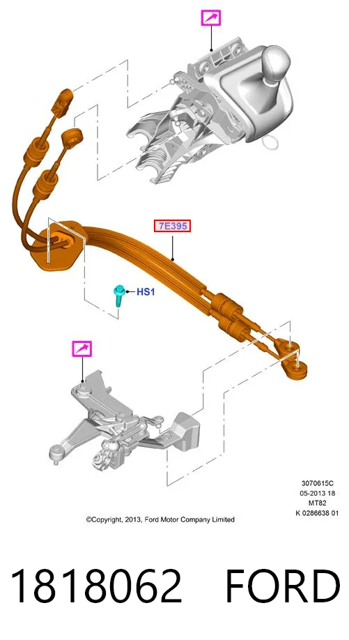 1818062 Ford Linka dźwigni zmiany biegów podwójna