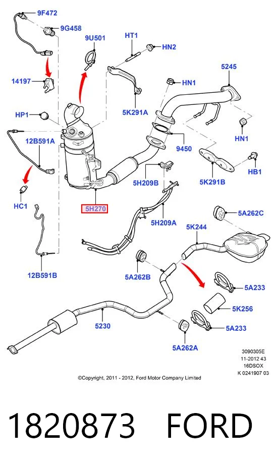 1820873 Ford Filtr cząstek stałych układu wydechowego