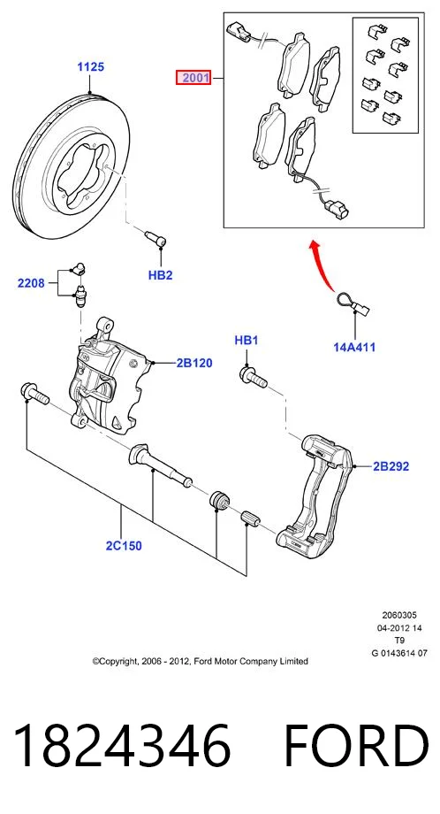 1824346 Ford Klocki hamulcowe przednie tarczowe