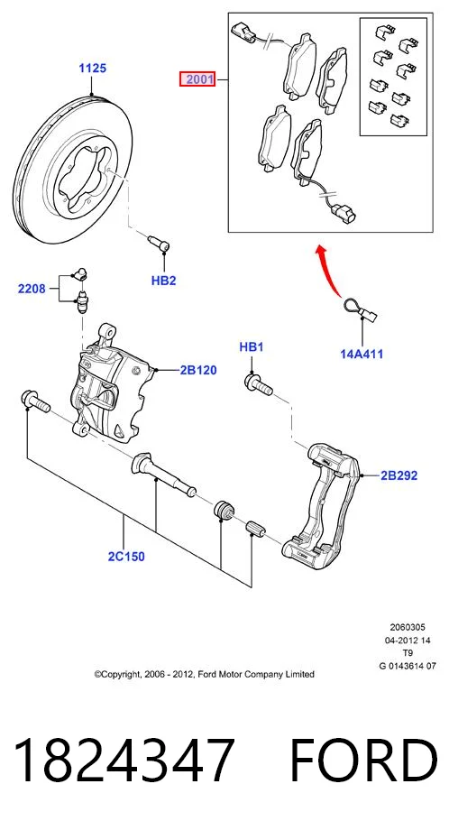 1824347 Ford Klocki hamulcowe przednie tarczowe