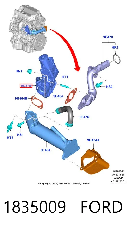 1835009 Ford Zawór recyrkulacji spalin EGR