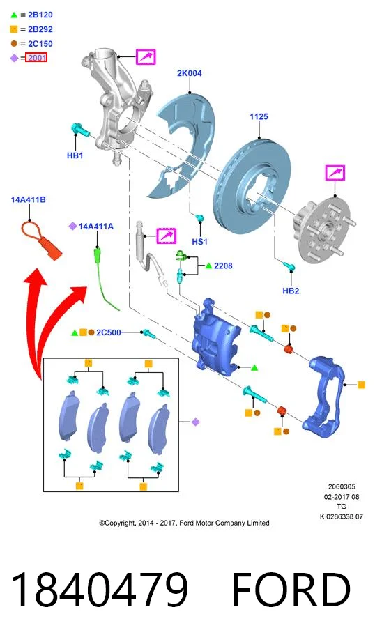 1840479 Ford Klocki hamulcowe przednie tarczowe