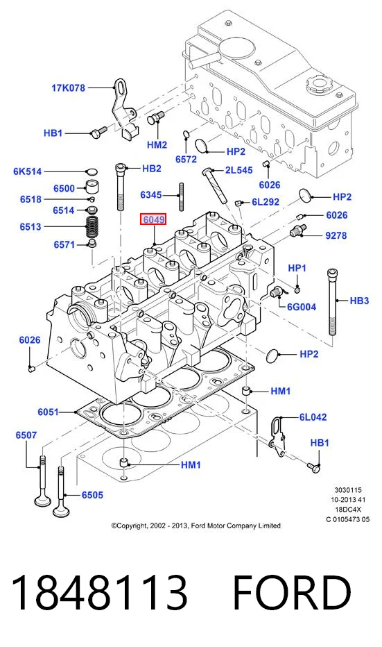 Głowica cylindrów do Ford Connect  TC7