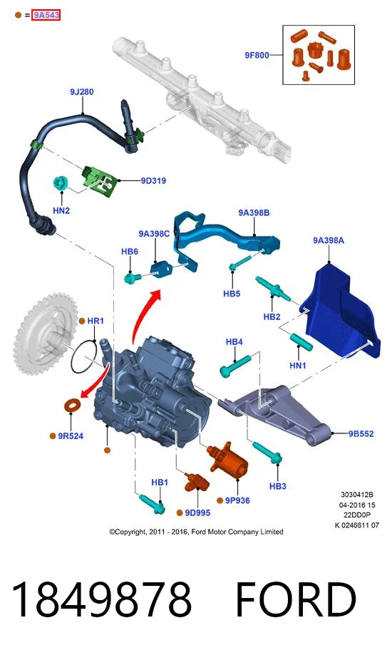 1849878 Ford Pompa wtryskowa wysokiego ciśnienia