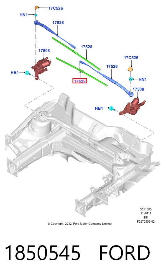 1850545 Ford Pióro wycieraczki szyby przedniej, zestaw (2 szt.)