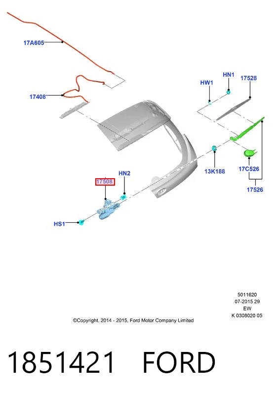Silniczek wycieraczki tylnej szyby do Ford Focus III CB8