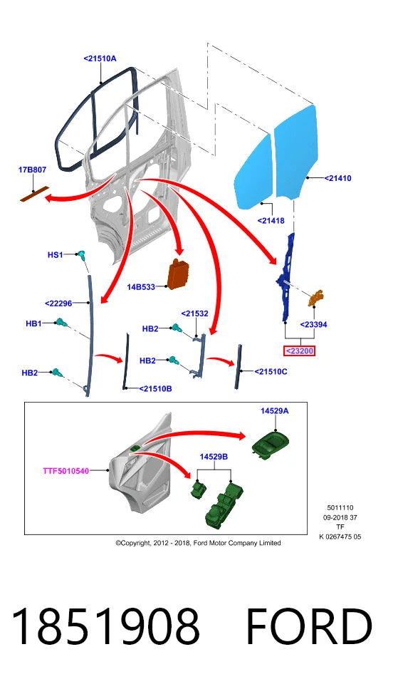 Do koszyka Mechanizm podnoszenia szyby drzwi przednich prawych Ford Connect TOURNEO PU2