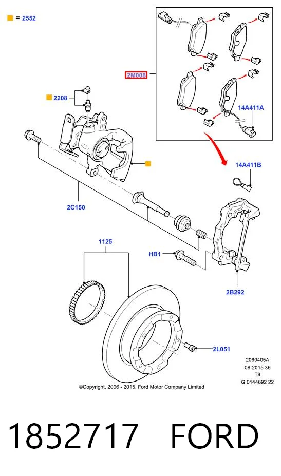 1852717 Ford Okładziny (klocki) do hamulców tarczowych tylne