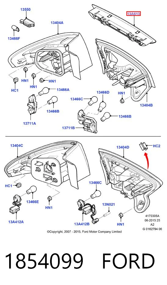 1854099 Ford Lampa stop tylna dodatkowa
