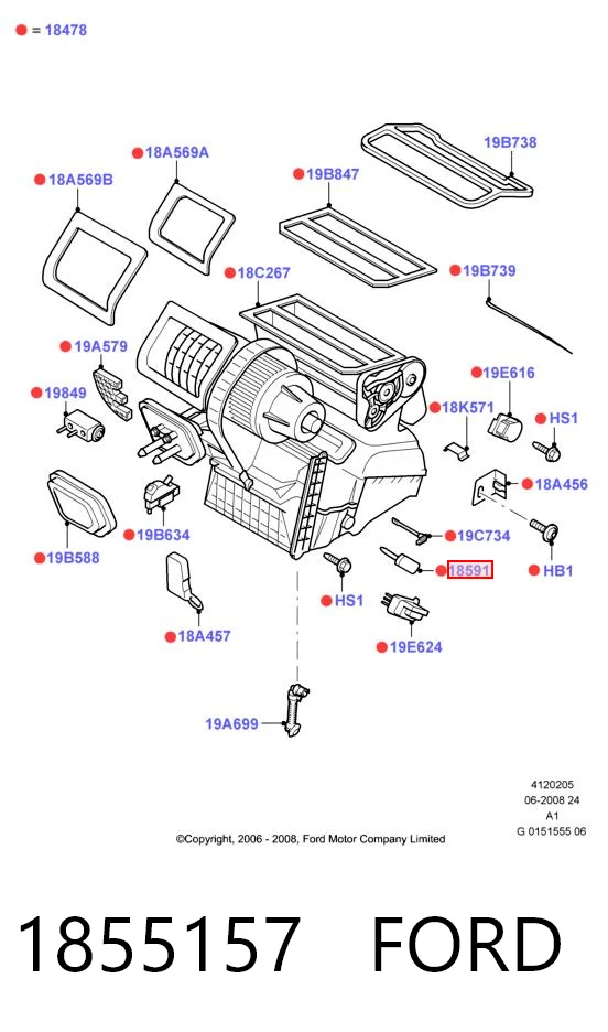 1855157 Ford Rezystor wentylatora nagrzewnicy (ogrzewacza kabiny)