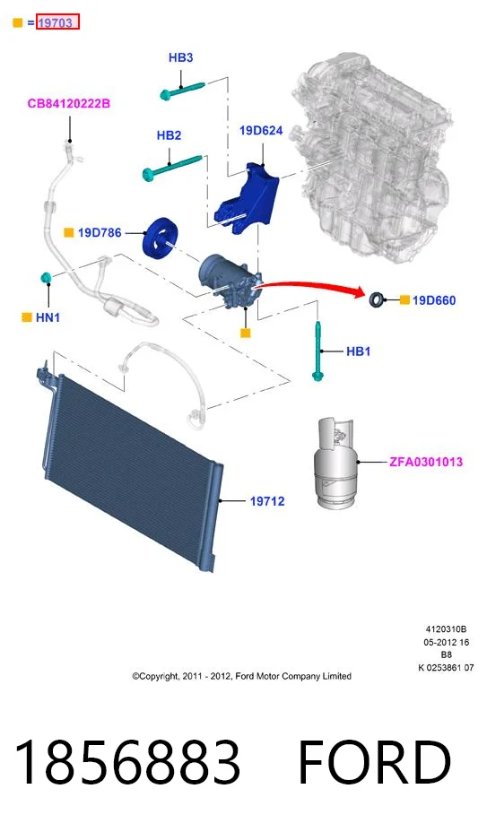 1856883 Ford Sprężarka klimatyzacji