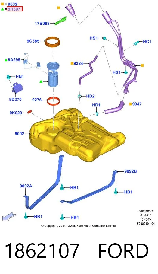 1862107 Ford Moduł pompy paliwowej z czujnikiem poziomu paliwa
