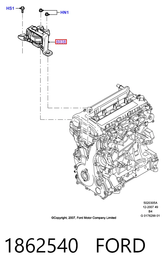 1862540 Ford Poduszka (podpora) silnika prawa