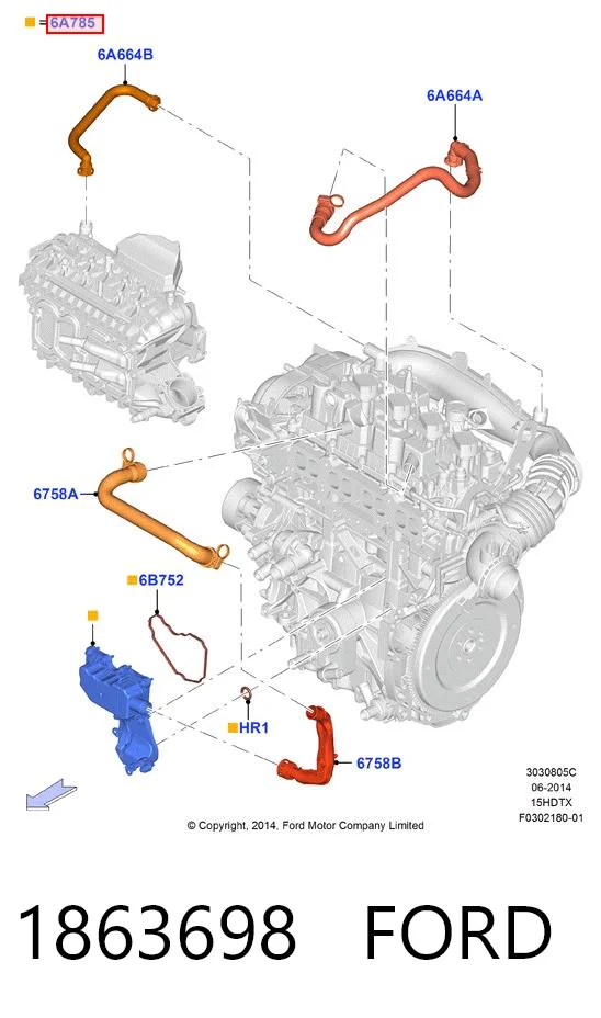 Separator oleju układu wentylacji kadłuda (bloku silnika)  do Ford Focus HN
