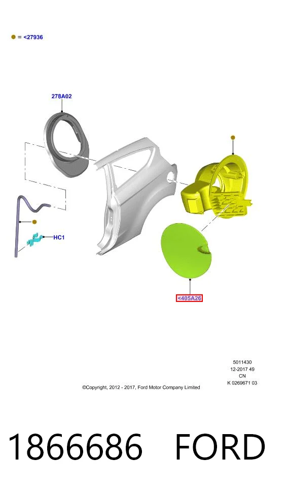 Klapka wlewu paliwa do Ford Fiesta Mk6 CB1