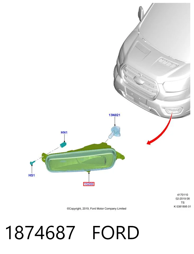 1874687 Ford Lampa przeciwmgielna prawa