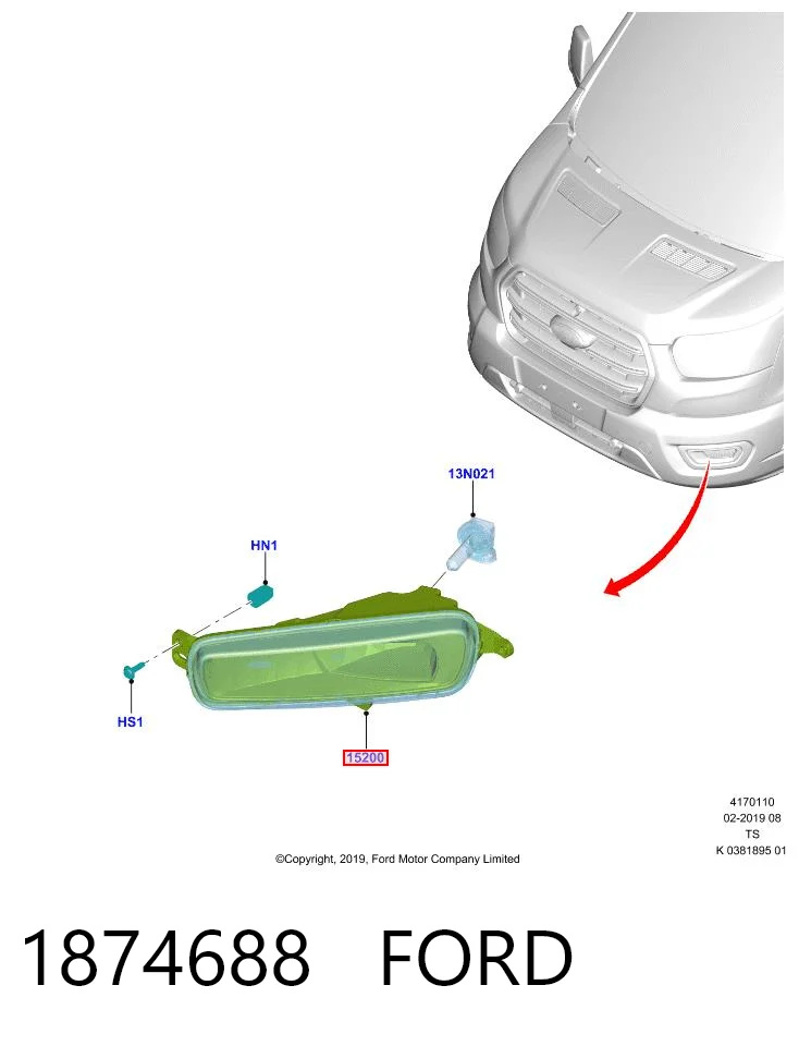 Lampa przeciwmgielna lewa Ford Transit VII awangarda (V363) (2013 - 2026) cena, od 52,79 USD
