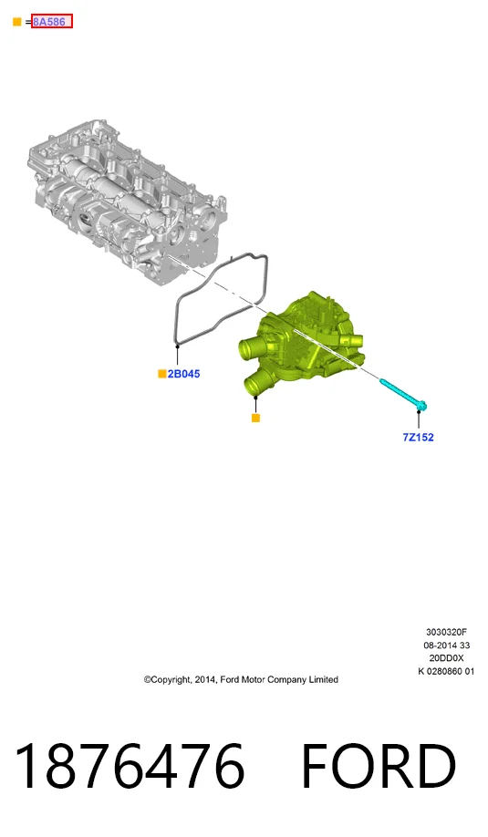 1876476 Ford Obudowa termostatu