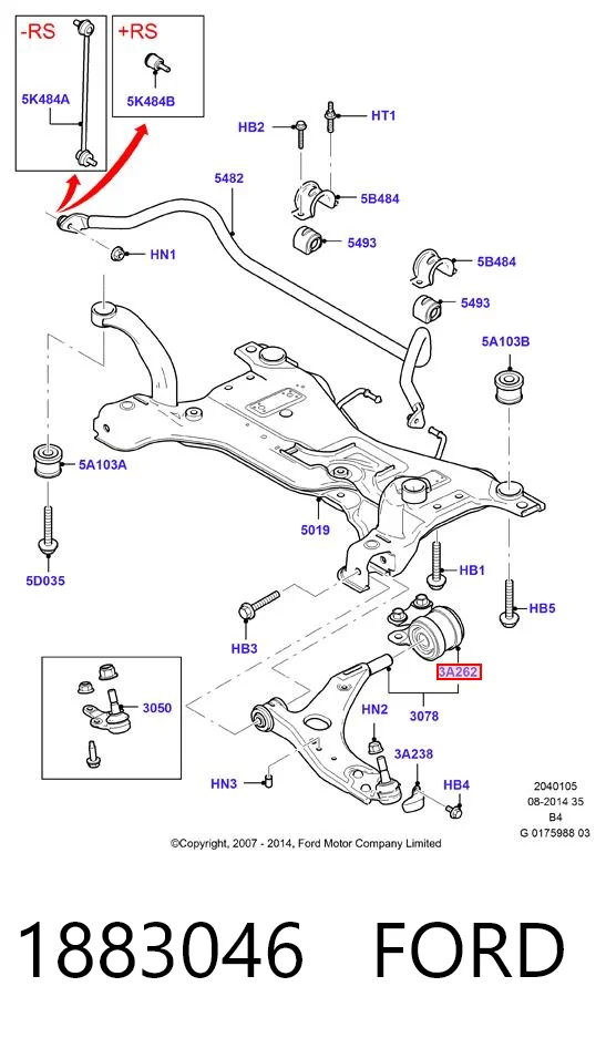 1883046 Ford Silentblock przedniego wahacza dolnego