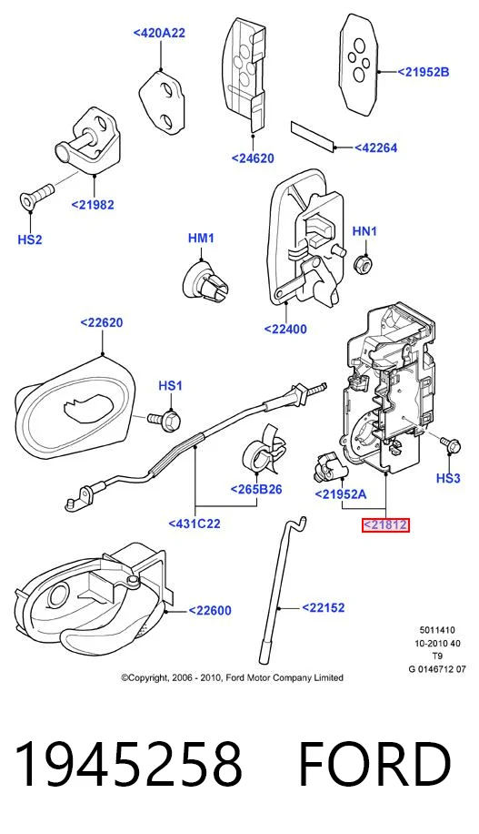 Zamek drzwi przednich prawych Ford Transit VI awangarda (V347/8) (2006 - 2014) cena, od 73,21 USD