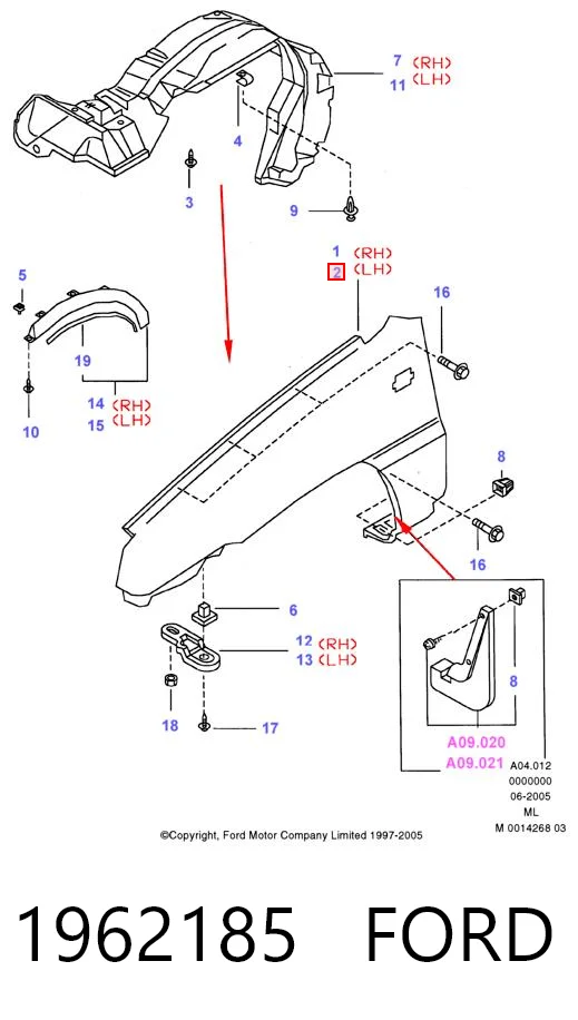 Błotnik przedni lewy do Ford Maverick II 1N2
