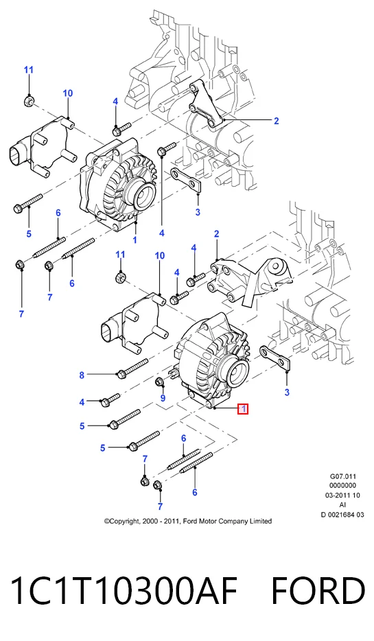 1C1T10300AF Ford Alternator