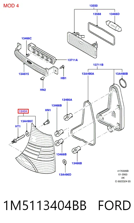 Do koszyka Lampa zespolona tylna prawa Ford Focus I DFW