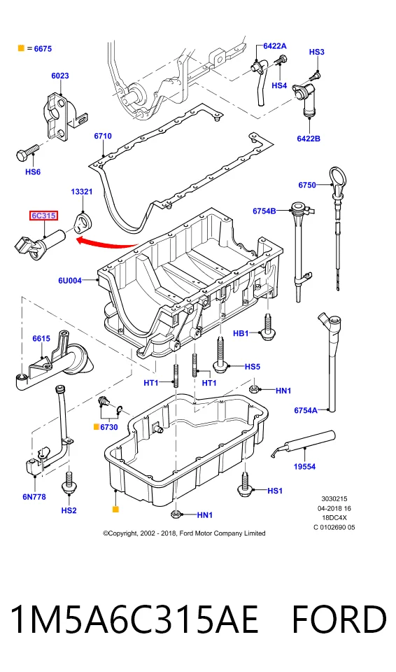 1M5A6C315AE Ford Czujnik położenia wału korbowego