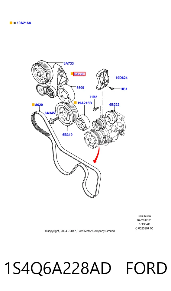 1S4Q6A228AD Ford Napinacz paska napędowego