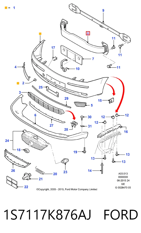 Wzmocnienie zderzaka przedniego Ford Mondeo III sedana (B4Y) (2000 - 2007) cena, od 113,11 USD
