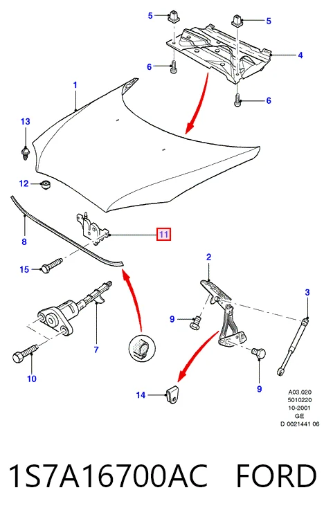 Do koszyka Zamek maski Ford Mondeo III B4Y