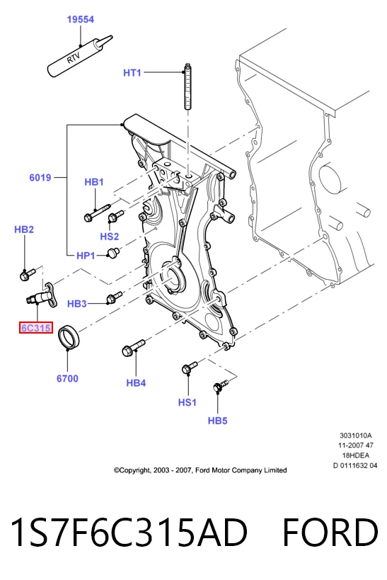 1S7F6C315AD Ford Czujnik położenia wału korbowego