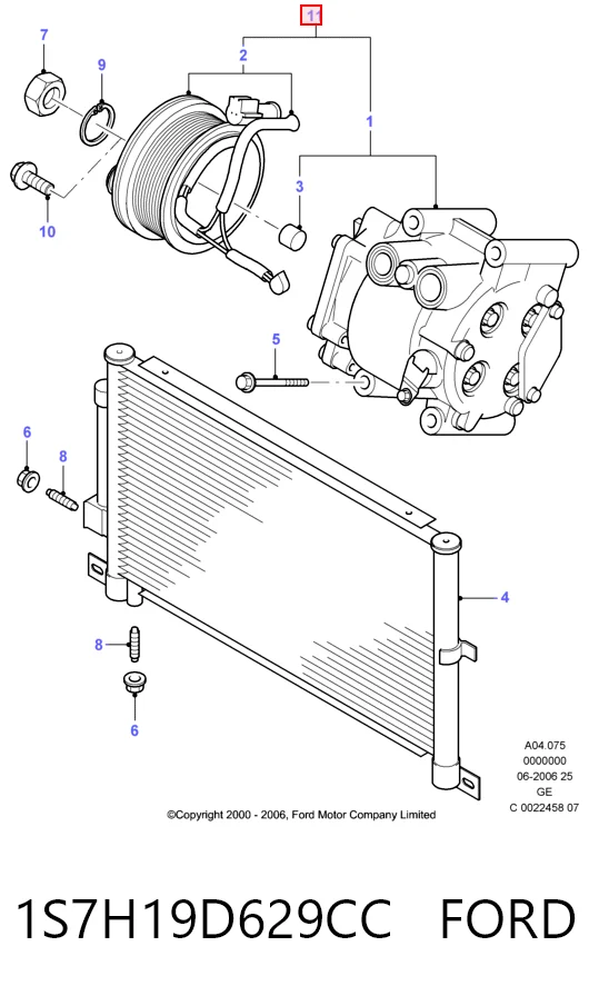 1S7H19D629CC Ford Sprężarka klimatyzacji