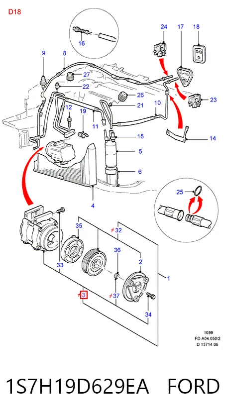 1S7H19D629EA Ford Sprężarka klimatyzacji