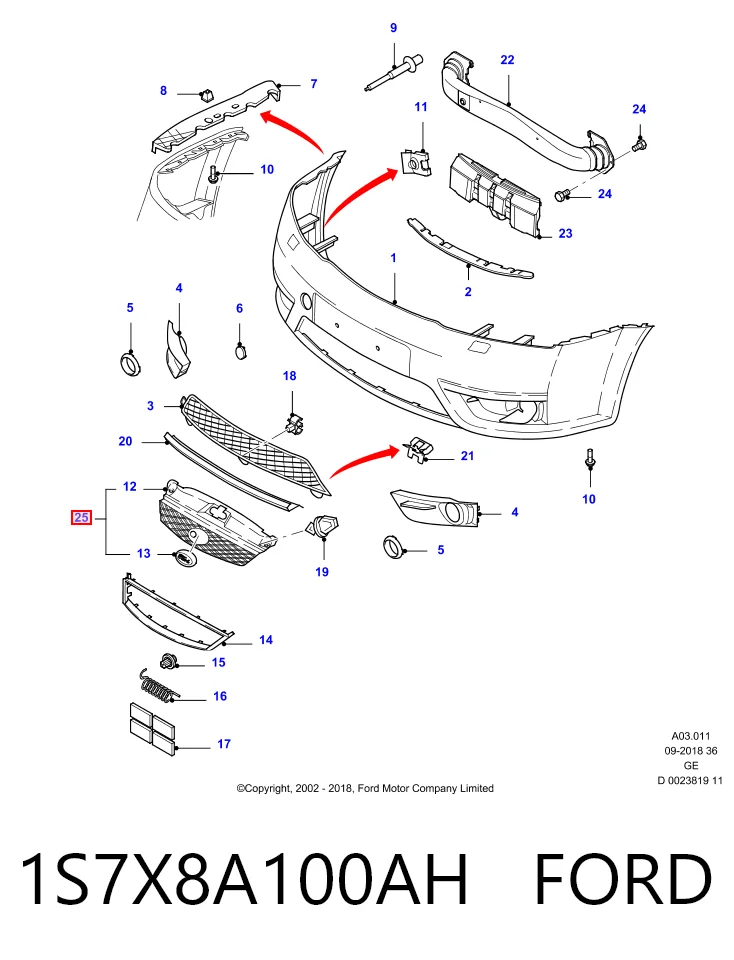 Do koszyka Atrapa chłodnicy Ford Mondeo III B4Y