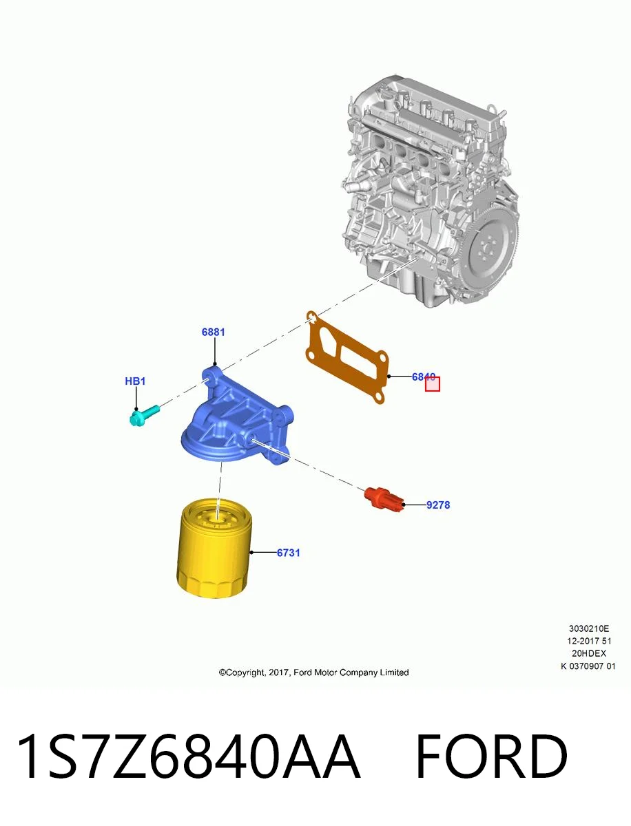 1S7Z6840AA Ford Uszczelka adaptera filtra oleju