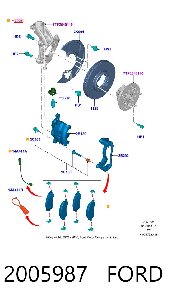 2005987 Ford Klocki hamulcowe przednie tarczowe
