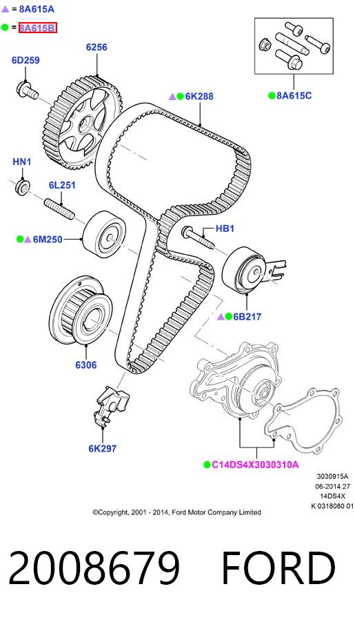 2008679 Ford Pasek rozrządu, zestaw