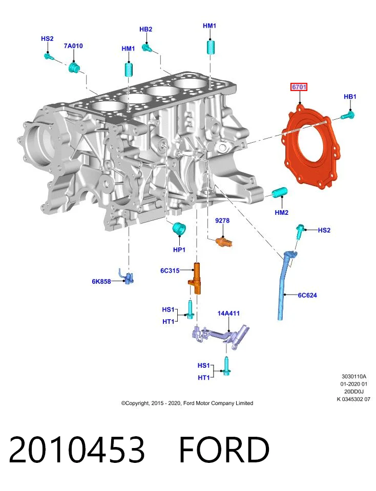 2010453 Ford Uszczelniacz wału korbowego silnika tylny