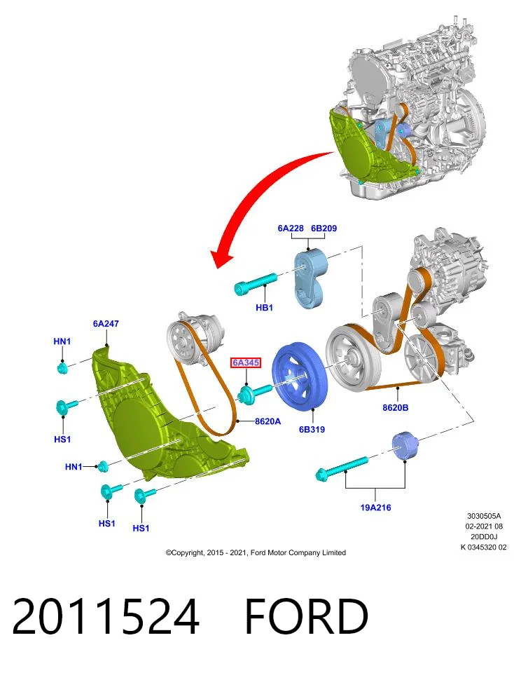 2011524 Ford Pasek rozrządu, zestaw