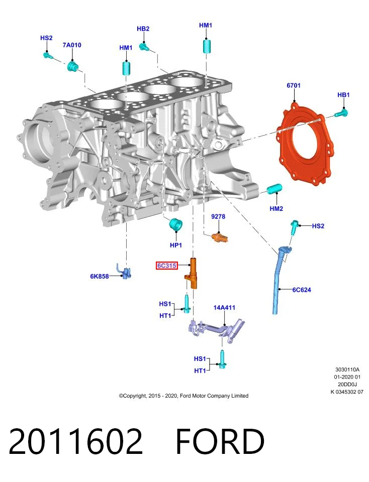 Do koszyka Czujnik położenia wału korbowego Ford Focus IV HN