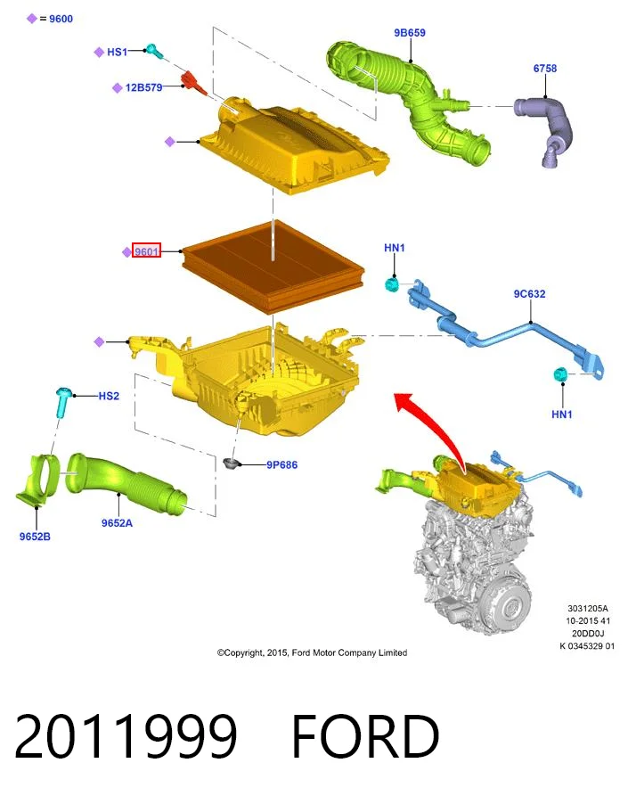 2011999 Ford Filtr powietrza
