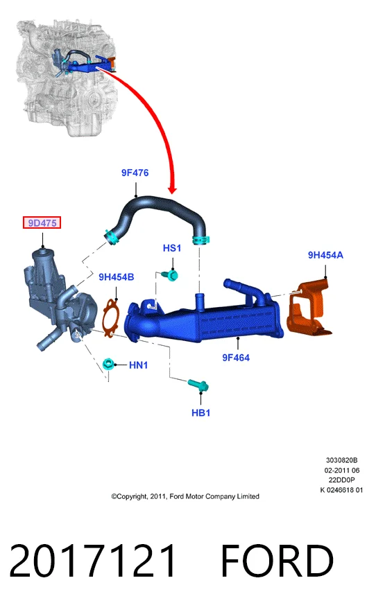 2017121 Ford Zawór recyrkulacji spalin EGR