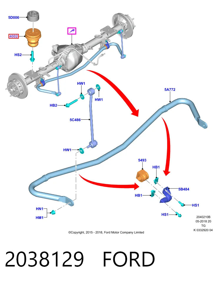 2038129 Ford Odbój mostu tylnego