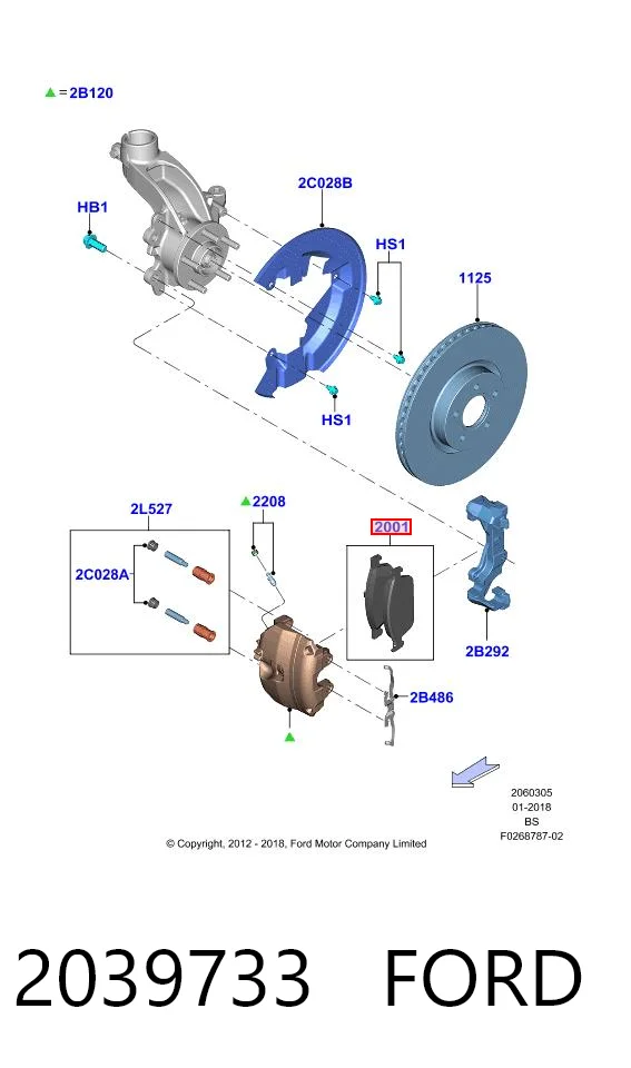 2039733 Ford Klocki hamulcowe przednie tarczowe