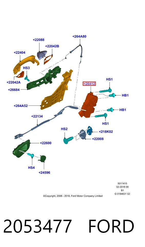 2053477 Ford Zamek drzwi tylnych lewych