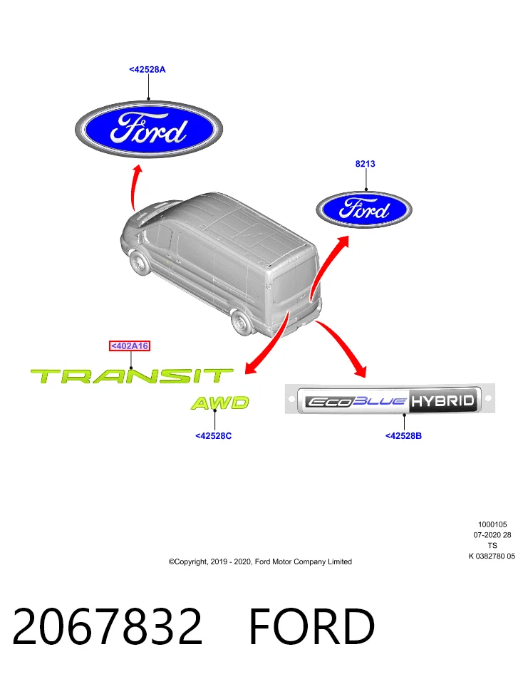 Kupić Emblemat na klapę bagaznika (znaczek firmowy) Ford Transit V363 w dobrej cenie