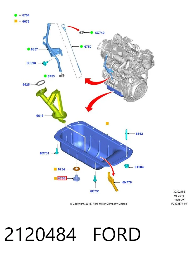 2120484 Ford Korek miski olejowej silnika